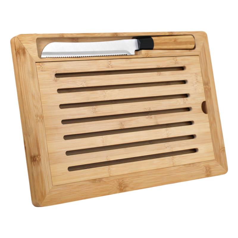 Kesper Bambus Schneidebrett Set Brot-Schneidebrett 42 × 28 cm inkl. Brotmesser von Kesper