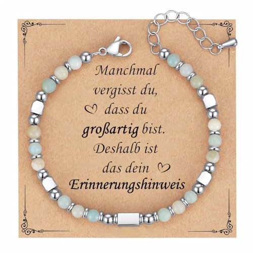 4mm Perlenarmband Silber Damen Armband - Einstellbar Edelstahl Hummerschließe,Frauen Armbänder mit Quader Charm, Freundin Schwester Mutter Schmuck Geschenke für Tag des Gedenkens Geburtstag(Amazonite) 4mm Perlenarmband Silber Damen Armband - Einstellbar Edelstahl Hummerschließe,Frauen Armbänder mit Quader Charm, Freundin Schwester Mutter Schmuck Geschenke für Tag des Gedenkens Geburtstag(Amazonite) von Kessofera