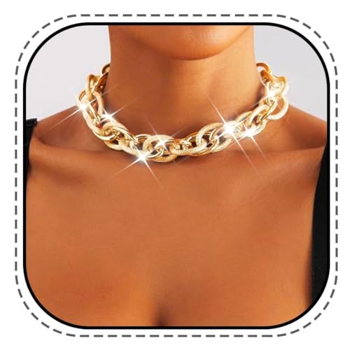 Kesvb Boho Chunky Choker Halskette Cuba Link Hip Hop Halsketten Punk Halskette Kette für Frauen, One Size, Metall, Kein Edelstein Kesvb Boho Chunky Choker Halskette Cuba Link Hip Hop Halsketten Punk Halskette Kette für Frauen, One Size, Metall, Kein Edelstein von Kesvb