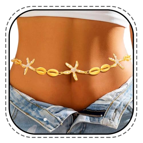 Kesvb Boho Seestern Taillenkette Muschel Bauch Körper Kette Sommer Strand Perle Körperzubehör für Frauen Kesvb Boho Seestern Taillenkette Muschel Bauch Körper Kette Sommer Strand Perle Körperzubehör für Frauen von Kesvb