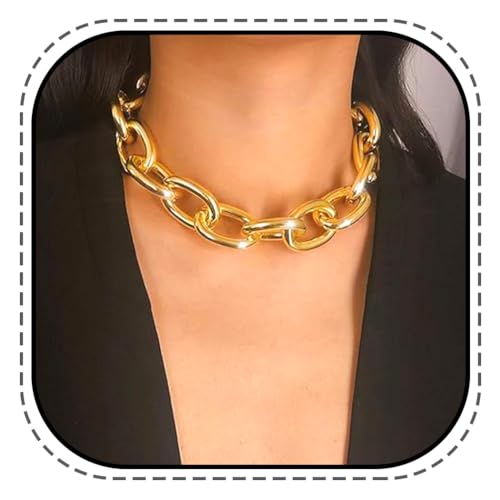 Kesvb Chunky Choker Halskette Gold Kuba Link Halsketten Kette Punk Hip Hop Halskette für Frauen Kesvb Chunky Choker Halskette Gold Kuba Link Halsketten Kette Punk Hip Hop Halskette für Frauen von Kesvb