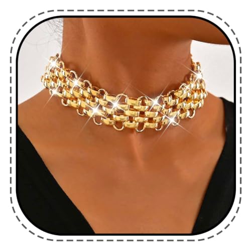 Kesvb Chunky Choker Halskette Gold Kuba Link Kette Halsketten Punk Dicke Halskette für Frauen Kesvb Chunky Choker Halskette Gold Kuba Link Kette Halsketten Punk Dicke Halskette für Frauen von Kesvb