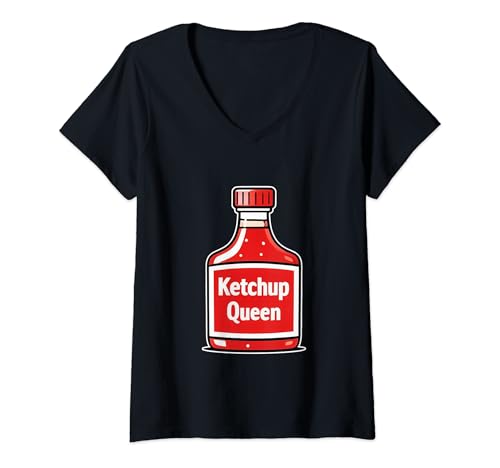 Damen Ketchup Queen |||---- T-Shirt mit V-Ausschnitt Damen Ketchup Queen |||---- T-Shirt mit V-Ausschnitt von Ketchup Queen FH