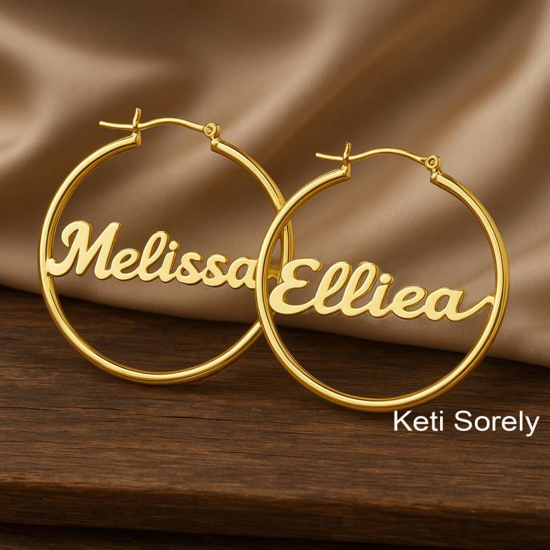 Personalisierte Handgemachte Creolen Für Erwachsene Oder Kinder | Bestellen Sie Einen Beliebigen Namen, Sterling Silber, Gelbgold Roségold, Kleine von KetiSorelyDesigns