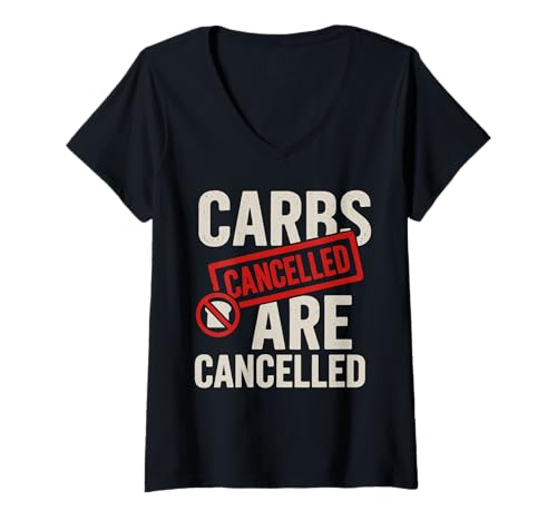 Damen Keto Humor Lustiges Meme, unterstützt von Fat Zero Carbs Bacon T-Shirt mit V-Ausschnitt Damen Keto Humor Lustiges Meme, unterstützt von Fat Zero Carbs Bacon T-Shirt mit V-Ausschnitt von Keto Foodie Gift Low Carb Bacon Avocados Deadlifts