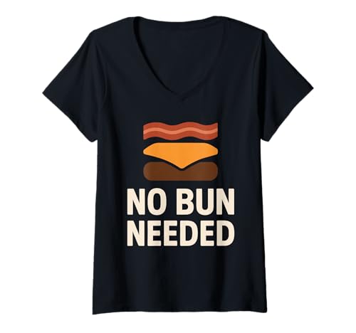 Damen Keto Humor Lustiges Meme, unterstützt von Fat Zero Carbs Bacon T-Shirt mit V-Ausschnitt Damen Keto Humor Lustiges Meme, unterstützt von Fat Zero Carbs Bacon T-Shirt mit V-Ausschnitt von Keto Foodie Gift Low Carb Bacon Avocados Deadlifts