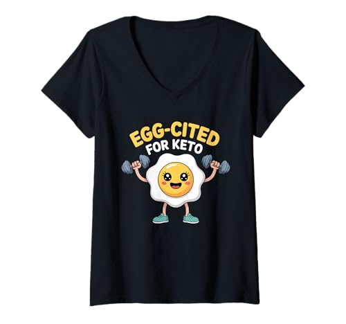 Damen Keto Mit Geringer Kohlenhydrat Ei T-Shirt mit V-Ausschnitt Damen Keto Mit Geringer Kohlenhydrat Ei T-Shirt mit V-Ausschnitt von Keto Ketigenic Zitat