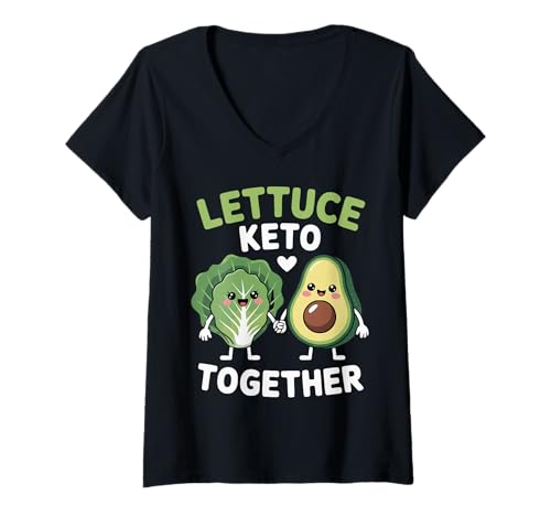 Damen Keto Mit Geringer Kohlenhydrat Keto Zusammen T-Shirt mit V-Ausschnitt Damen Keto Mit Geringer Kohlenhydrat Keto Zusammen T-Shirt mit V-Ausschnitt von Keto Ketigenic Zitat