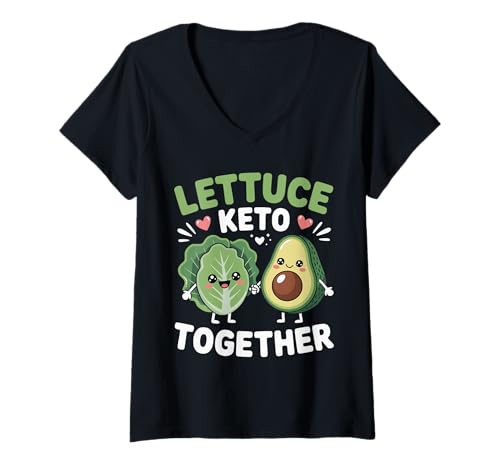 Damen Keto Mit Geringer Kohlenhydrat Keto Zusammen T-Shirt mit V-Ausschnitt Damen Keto Mit Geringer Kohlenhydrat Keto Zusammen T-Shirt mit V-Ausschnitt von Keto Ketigenic Zitat