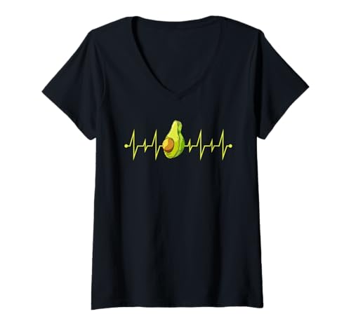 Damen Keto Diät Gesunder Lifestyle Vegetarier Herzschlag Avocado T-Shirt mit V-Ausschnitt Damen Keto Diät Gesunder Lifestyle Vegetarier Herzschlag Avocado T-Shirt mit V-Ausschnitt von Ketogene Diät Avocado Geschenk