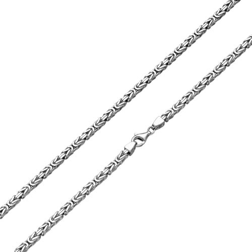 KettenKauf Rhodinierte 4mm Königskette 925 Silber massiv - Länge Wählbar - Rhodiniert - Collier Halskette oder Armband (50, Zentimeter) von KettenKauf