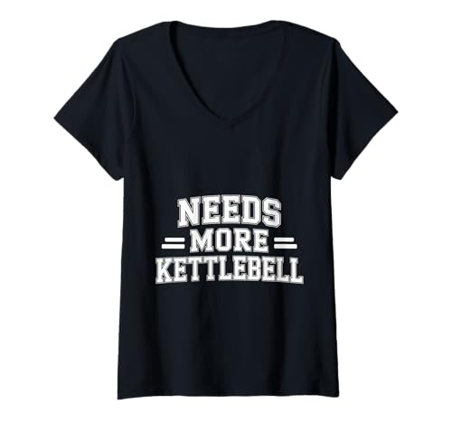 Damen Needs More Kettlebell Krafttraining Fitness - T-Shirt mit V-Ausschnitt Damen Needs More Kettlebell Krafttraining Fitness - T-Shirt mit V-Ausschnitt von Kettlebell -Übung mahlen