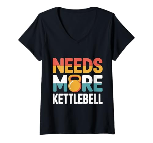 Damen Needs More Kettlebell Krafttraining Fitness |- T-Shirt mit V-Ausschnitt Damen Needs More Kettlebell Krafttraining Fitness |- T-Shirt mit V-Ausschnitt von Kettlebell -Übung mahlen