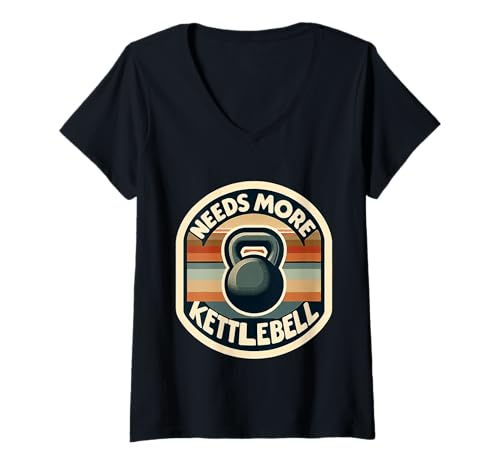 Damen Needs More Kettlebell Krafttraining Fitness ||- T-Shirt mit V-Ausschnitt Damen Needs More Kettlebell Krafttraining Fitness ||- T-Shirt mit V-Ausschnitt von Kettlebell -Übung mahlen
