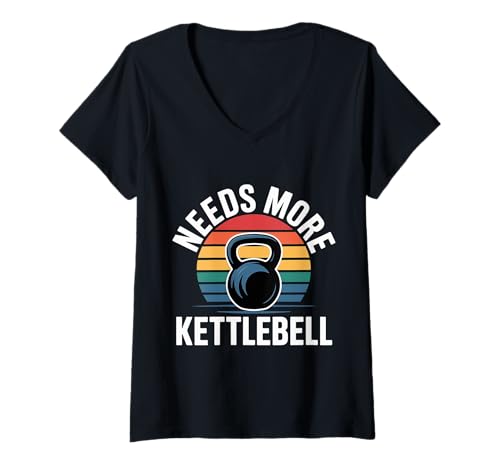 Damen Needs More Kettlebell Krafttraining Fitness |- T-Shirt mit V-Ausschnitt Damen Needs More Kettlebell Krafttraining Fitness |- T-Shirt mit V-Ausschnitt von Kettlebell -Übung mahlen