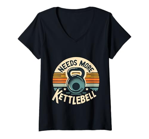 Damen Needs More Kettlebell Krafttraining Fitness ||- T-Shirt mit V-Ausschnitt Damen Needs More Kettlebell Krafttraining Fitness ||- T-Shirt mit V-Ausschnitt von Kettlebell -Übung mahlen