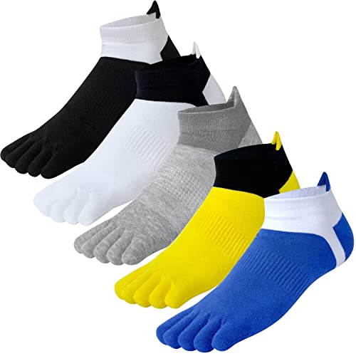 Kevaler Herren Zehensocken Baumwolle Fünf Finger Socken Sneakersocken Socken mit Zehen Einzeln Schweißableitend Schnell Trocken Atmungsaktive Weich,EU 40-45/UK 7-10 (5 Paare) von Kevaler