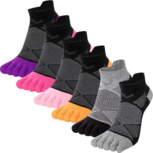 Sneaker Socken Damen Zehensocken Sportsocken Fünf Finger Socken Athletic Laufsocken Kurze Knöchelsocken Atmungsaktiv & Schweißableitend - 6 Paar von Kevaler