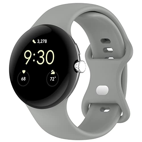 Keweni Armband Kompatibel mit Google Pixel Watch,Silikon Sport Armband Ersatzarmband für Google Pixel Watch (Large, Grau) von Keweni