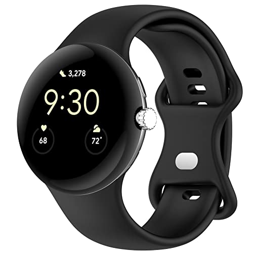 Keweni Armband Kompatibel mit Google Pixel Watch,Silikon Sport Armband Ersatzarmband für Google Pixel Watch (Small, Black) von Keweni