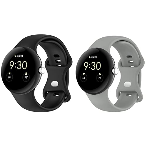 Keweni Armband Kompatibel mit Google Pixel Watch,Silikon Sport Armband Ersatzarmband für Google Pixel Watch (Small, Black&Grau) von Keweni