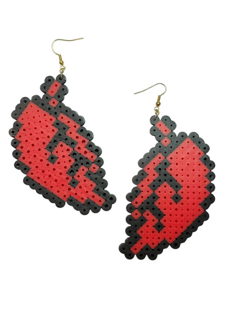 Große Super Mario Blatt Ohrringe - Bügelperlen, Hama Perlen, Fuse Pixel Ohrringe, Nintendo Geek Kewlery, Geschenk von Kewlery