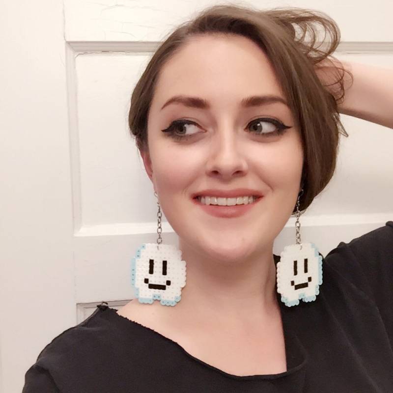 Große Super Mario Wolke Ohrringe - Bügelperlen, Hama Perlen, Fuse Pixel Ohrringe, Nintendo Geek Kewlery, Geschenk von Kewlery