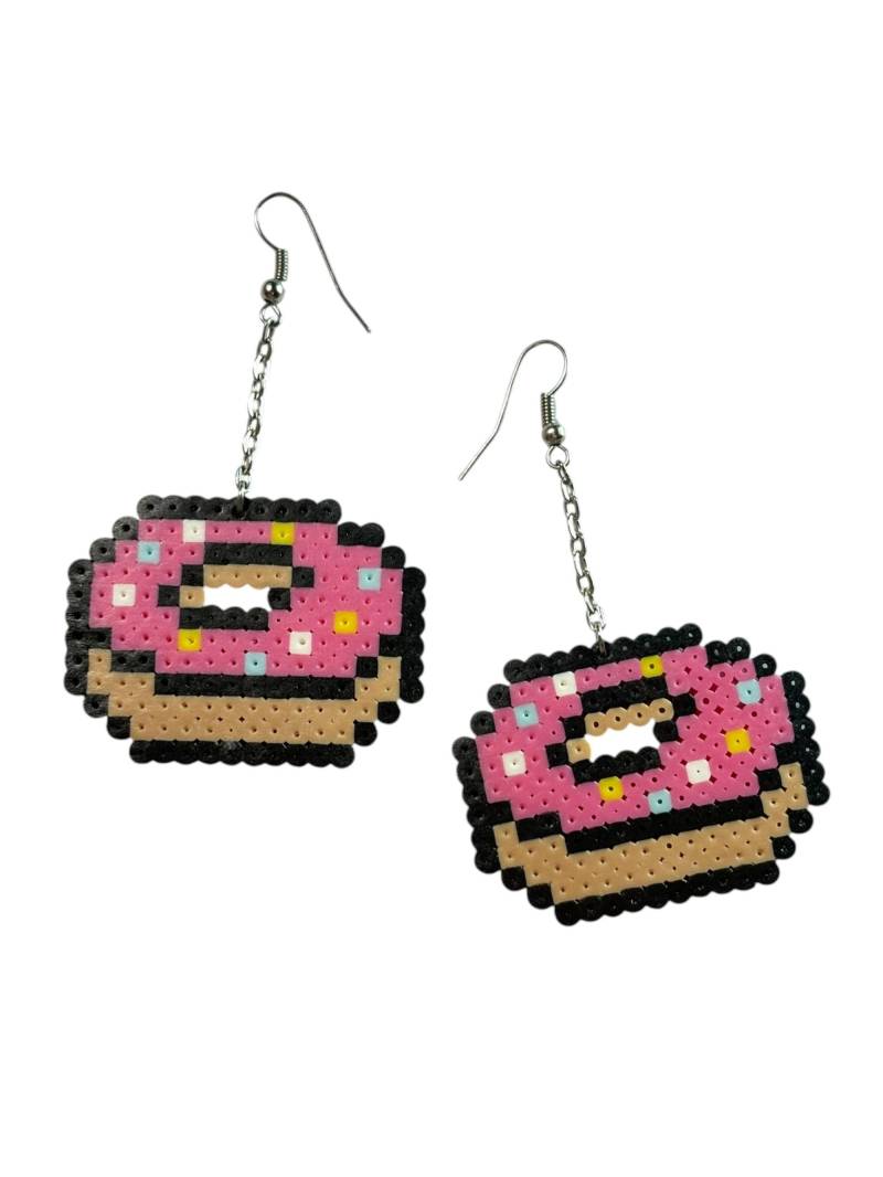 Mini Donut Ohrringe - Bügelperlen, Hamam Perlen, Emoji Schmuck, Kewlery von Kewlery