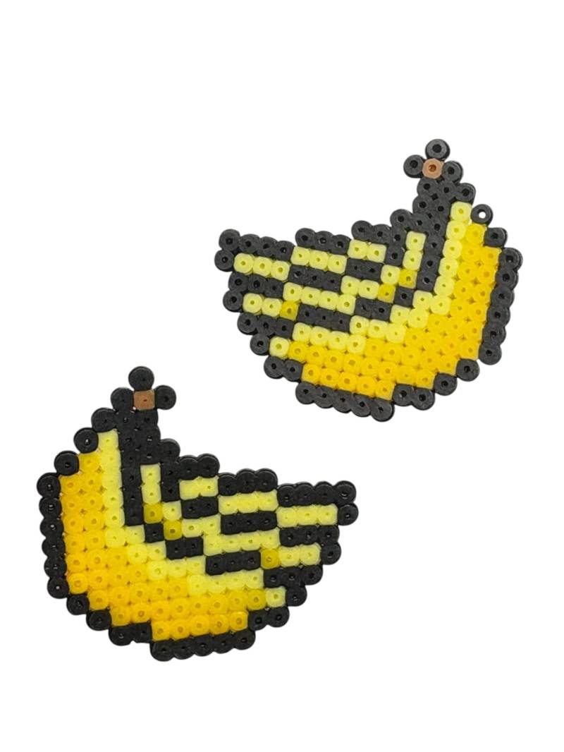 Mini Pixel Bananen Haarspangen - Bügelperlen, Hama Perlen, Schmuck, Emoji Haarspangen, Kewlery, Geek Geschenk von Kewlery