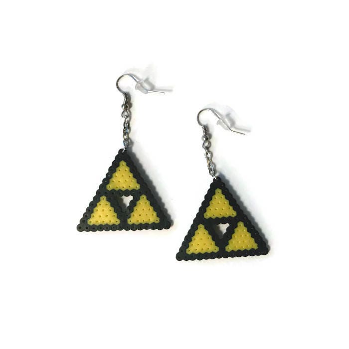 Mini Zelda Triforce Ohrringe - Bügelperlen, Hamam Perlen, Emoji Schmuck, Kewlery von Kewlery
