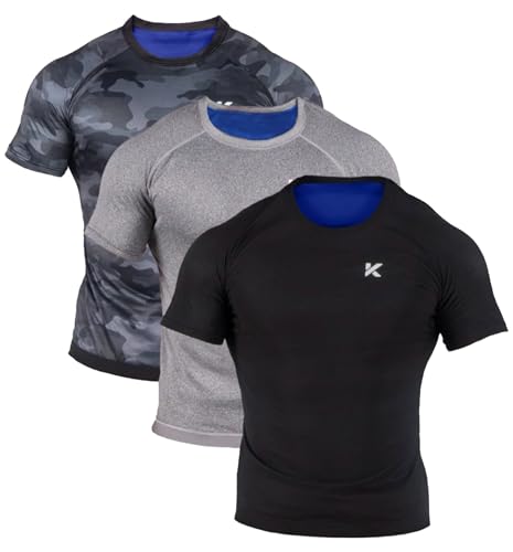 Kewlioo Herren-Sauna-Anzug-Shirt, wärmeisolierend, Schweiß-Kompressionsweste, Shapewear Top, Fitnessstudio, Training, vielseitige Shaper-Jacke, Mehrfarbig, 3 Stück, XXX-Large von Kewlioo