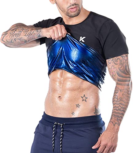 Kewlioo Herren-Sauna-Anzug-Shirt, wärmeisolierend, Schweiß-Kompressionsweste, Shapewear Top, Fitnessstudio, Training, vielseitige Shaper-Jacke, Schwarz, 4X-Large von Kewlioo