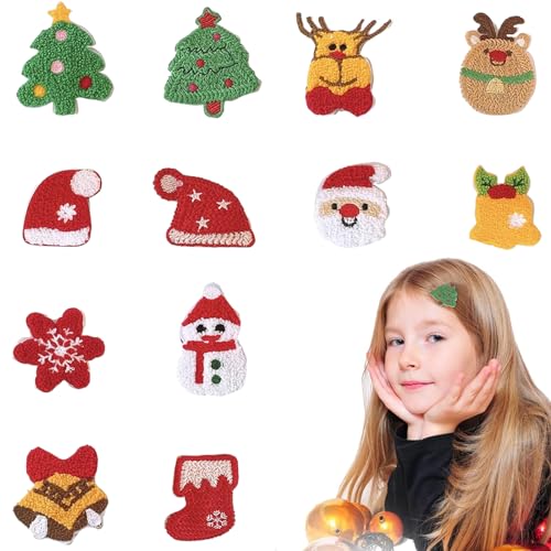 Kewmayer 12 Stücke Schneemann Weihnachtsbaum Weihnachtsmann Haarnadel, Karikatur Snap Haarklammern Haarschmuck, Weihnachts Haarspange, Kinder Weihnachtsfeier Festival Haarschmuck, für Weihnachten von Kewmayer