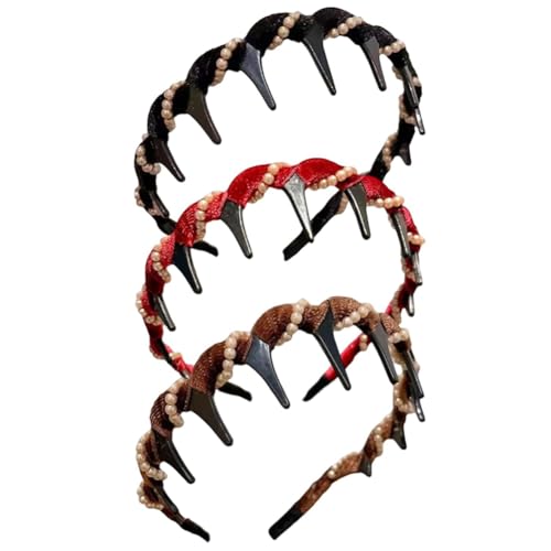 3 Stück Vintage Pearl Headwear Using Resist Elegant Wave Head Hoop Multi-Useal Decorative Hair Bands Zubehör Haar Zubehör von Kexpery