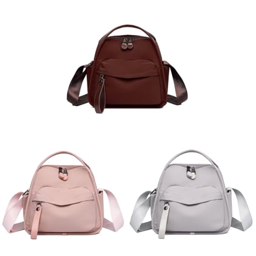 Damen-Umhängetasche aus Polyester, kompakt, modisch, für Arbeit und Freizeit, Rot + Rosa + Grau von Kexpery