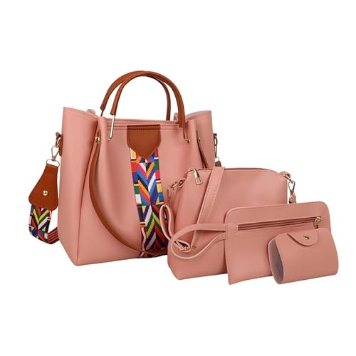 Damentasche, 4-teilig, Handtasche, Umhängetasche, PU-Leder, für Frauen, Shopping, Rosa, 190.00x100.00x370.00mm Damentasche, 4-teilig, Handtasche, Umhängetasche, PU-Leder, für Frauen, Shopping, Rosa, 190.00x100.00x370.00mm von Kexpery