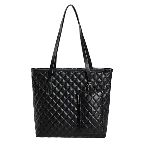 Kexpery 2 Stück Damen PU Leder gesteppte Schultertasche Crossbody Tote Bag Fancy Handtasche, Schwarz , 370.00x210.00x130.00mm/ 14.57x8.27x5.12inch von Kexpery