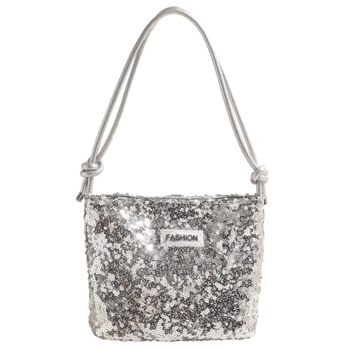 Kexpery Abendtasche mit Pailletten für Damen, einfarbig, glänzend, große Kapazität, glitzernde Tragetasche, für den täglichen Gebrauch im Freien, silber, 230.00*200.00*120.00mm/9.06*7.87*4.72inch von Kexpery