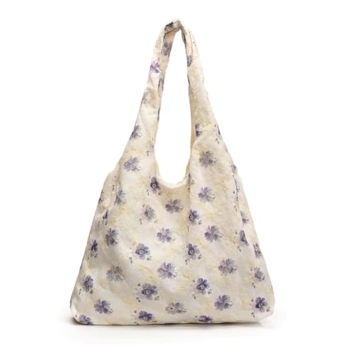 Kexpery Blumengurtbeutel Canvas Hobo Mode mit innerer Handtasche for Frauen Reisen Einkaufs Shopping von Kexpery
