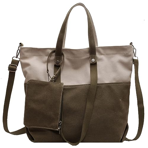 Kexpery Clash of Colours Damen-Schultertasche mit großem Fassungsvermögen, Reißverschluss, modische Hobo-Tasche mit einer kleinen Geldbörse, für Arbeit, Reisen, Alltag, Retro, Crossbody-Tasche, grün, von Kexpery