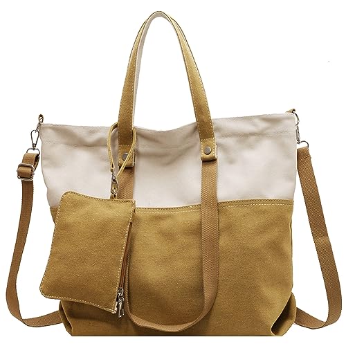 Kexpery Clash of Colours Damen-Schultertasche mit großem Fassungsvermögen, Reißverschluss, modische Hobo-Tasche mit einer kleinen Geldbörse, für Arbeit, Reisen, Alltag, Retro, Crossbody-Tasche, khaki, von Kexpery