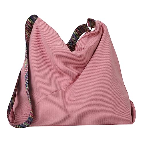 Kexpery Cord-Umhängetasche, große Kapazität, Messenger-Handtasche mit Taschen, verstellbarer Riemen, lässige Handtasche, Geldbörse für Damen (Rosa) von Kexpery