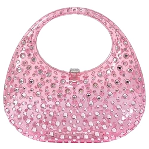 Kexpery Damen-Abendtasche, Acryl-Geldbörsen, stilvolle Banketttasche, modische All-Match-Tasche, glitzernde Glitzertasche for den täglichen Gebrauch im Büro, einfarbige Tasche (Rosa) von Kexpery
