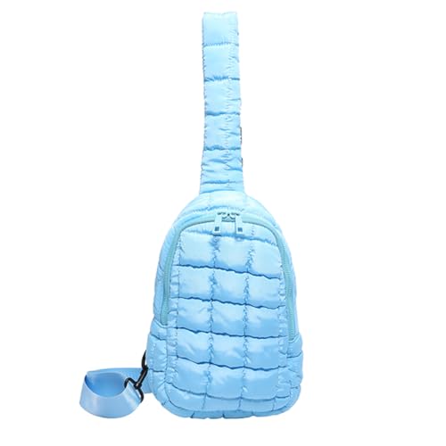 Kexpery Damen Brusttasche Gesteppt Hüfttasche Wolkenbund Reißverschluss Umhängetasche mit verstellbarem Riemen Einfache Umhängetasche Weiche Hobo Tasche, blau von Kexpery