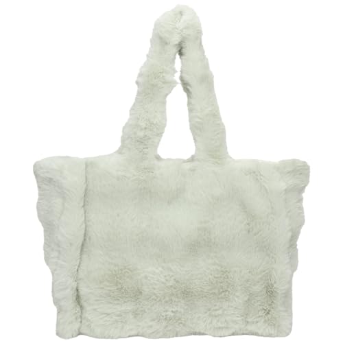 Kexpery Damen-Einkaufstasche, flauschig, weich, flauschig, Unterarmtasche, großes Fassungsvermögen, Plüsch-Top-Griff, Damen-Outdoor-Freizeittasche (grün) von Kexpery