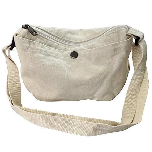 Kexpery Damen-Handtaschen, modisch, Retro, Umhängetasche, solide, kleine Schultertasche, Reißverschluss, Retro, verstellbare Schultergurte, Leinentasche, lässige Tasche, beige, 250*140mm/9.84*5.51in von Kexpery