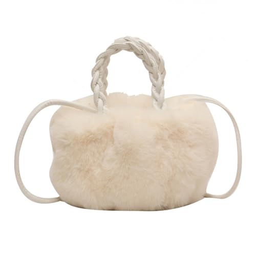 Kexpery Damen-Hobo-Tasche, flauschig, flauschig, flauschig, plissiert, Kunstfell, stilvolle Geldbörse, weiß, One Sizes von Kexpery