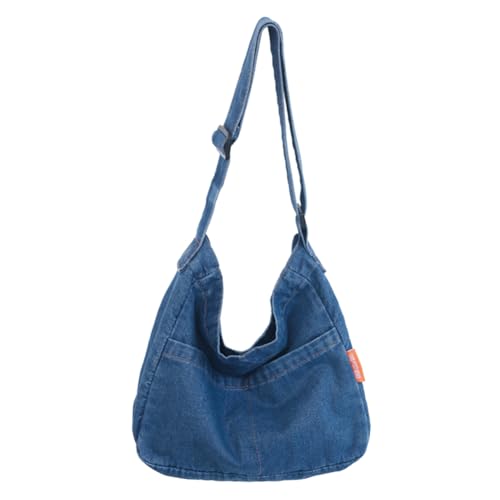 Kexpery Damen-Jeans-Umhängetasche, großes Fassungsvermögen, Vintage-Tragetasche, vielseitige Umhängetasche, Umhängetasche, Shopper-Tasche (Dunkelblau) von Kexpery