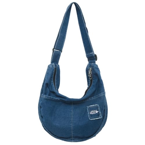 Kexpery Damen-Jeans-Umhängetasche, zusammenklappbar, Denim-Handy-Geldbörse, multifunktional, verstellbare Schultergurte, Damen und Mädchen, trendige Tasche (Dunkelblau) von Kexpery