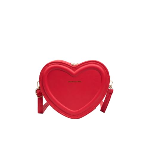 Kexpery Damen-Modetasche, weibliche Herztasche, Tragetaschen, PU-Leder, Handtasche (rot) von Kexpery